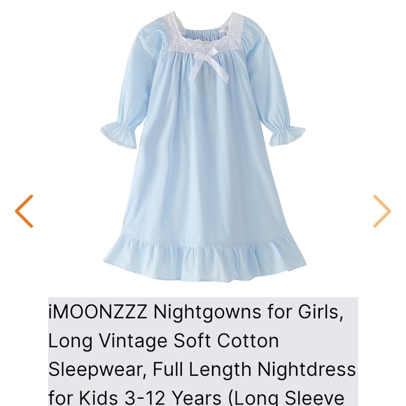Blue Nightgown Pajamas with Ruffled Hem and Bow - Picture 1 of 2